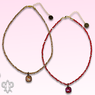 Faceted bead necklace with Austrian crystal