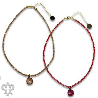 Faceted bead necklace with Austrian crystal