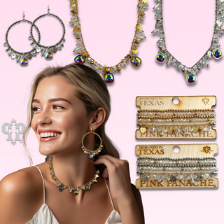 Heart and bead charm necklace with Austrian crystal