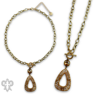 Tube bead wrapped pendant necklace with Austrian crystal