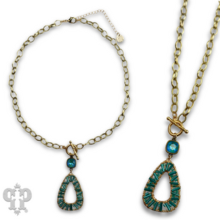 Tube bead wrapped pendant necklace with Austrian crystal