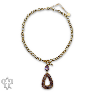 Tube bead wrapped pendant necklace with Austrian crystal