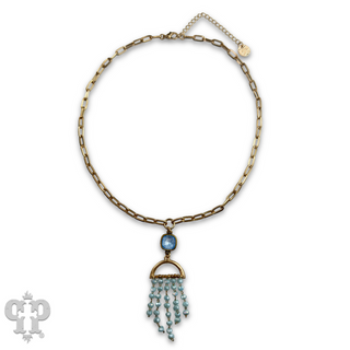 Waterfall beaded pendant necklace with Austrian crystal