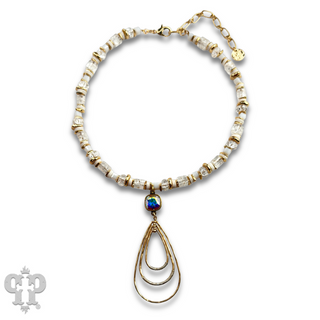 Triple teardrop pendant necklace with Austrian crystal