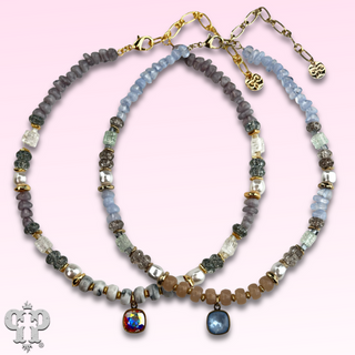 Mixed variety bead necklace with Austrian crystal