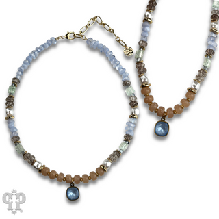 Mixed variety bead necklace with Austrian crystal