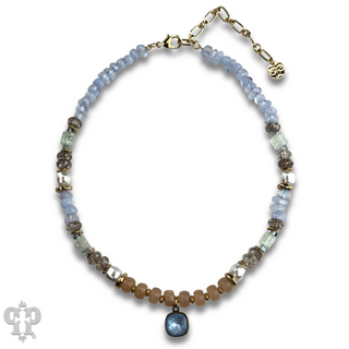 Mixed variety bead necklace with Austrian crystal