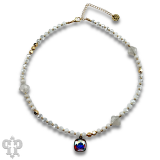 Clover bead necklace with Austrian crystal