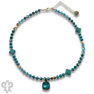 Clover bead necklace with Austrian crystal