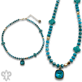 Clover bead necklace with Austrian crystal