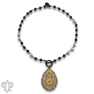 Toggle necklace with Austrian crystal Santa Fe teardrop pendant