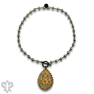 Toggle necklace with Austrian crystal Santa Fe teardrop pendant