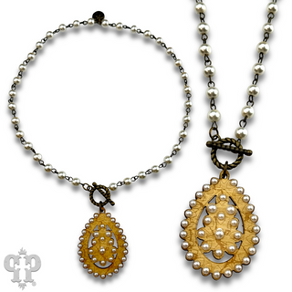Toggle necklace with Austrian crystal Santa Fe teardrop pendant