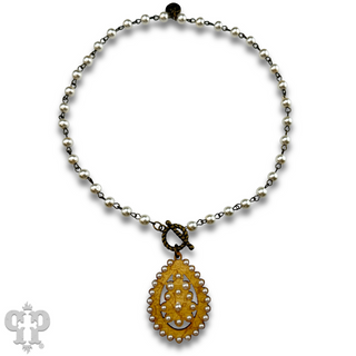 Toggle necklace with Austrian crystal Santa Fe teardrop pendant