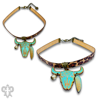 Steer head choker with Austrian crystals