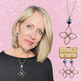 Four petal flower necklace with Austrian crystal