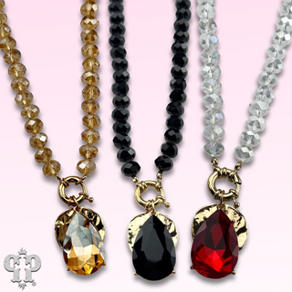 Large rhinestone teardrop necklace