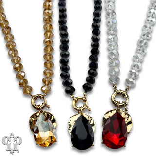 Large rhinestone teardrop necklace