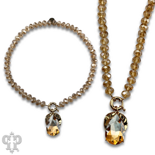 Large rhinestone teardrop necklace