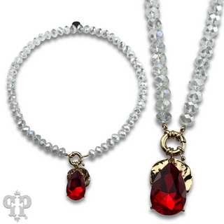 Large rhinestone teardrop necklace