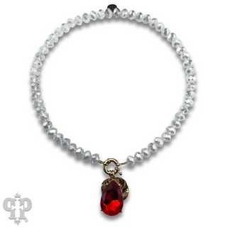 Large rhinestone teardrop necklace