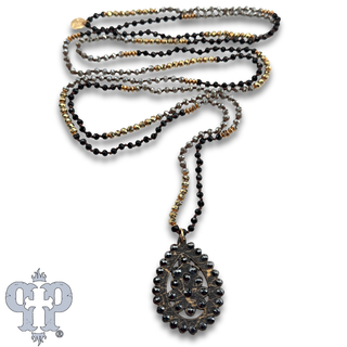 Santa Fe teardrop with Austrian crystals on long necklace