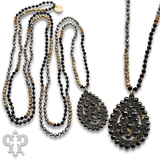 Santa Fe teardrop with Austrian crystals on long necklace