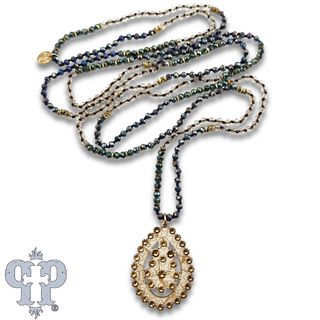 Santa Fe teardrop with Austrian crystals on long necklace