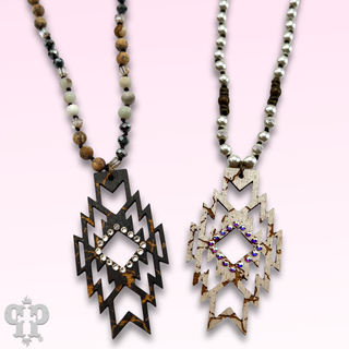Aztec pendant necklace with Austrian crystals