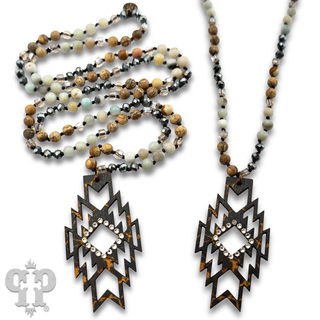 Aztec pendant necklace with Austrian crystals