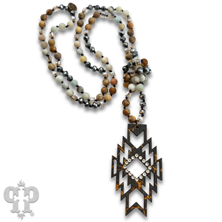 Aztec pendant necklace with Austrian crystals