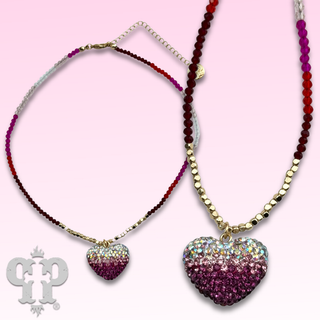 Rhinestone heart charm necklace