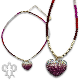 Rhinestone heart charm necklace
