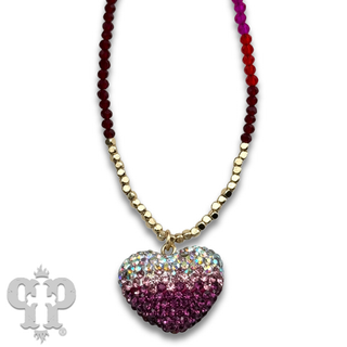 Rhinestone heart charm necklace