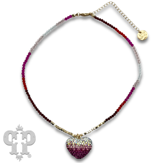 Rhinestone heart charm necklace