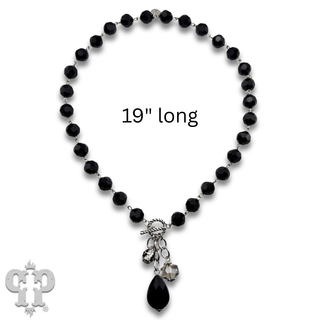 Linked faceted bead necklace with bead charms