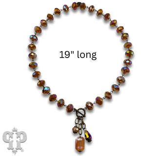 Linked faceted bead necklace with bead charms