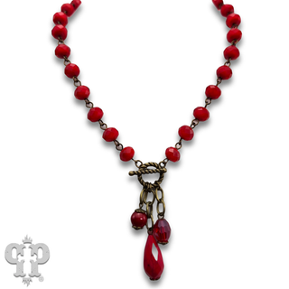 Linked faceted bead necklace with bead charms