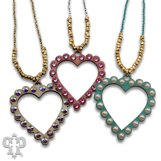 Rhinestone open heart choker necklace