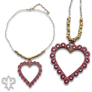 Rhinestone open heart choker necklace