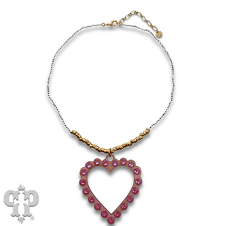 Rhinestone open heart choker necklace