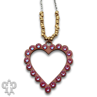 Rhinestone open heart choker necklace