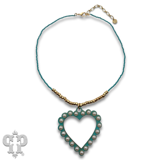 Rhinestone open heart choker necklace