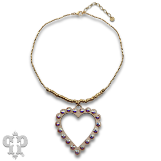 Rhinestone open heart choker necklace