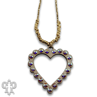Rhinestone open heart choker necklace