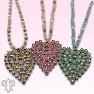 Laser cut rhinestone heart necklace