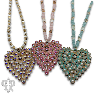 Laser cut rhinestone heart necklace
