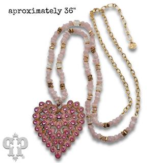 Laser cut rhinestone heart necklace