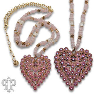 Laser cut rhinestone heart necklace