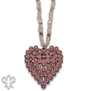 Laser cut rhinestone heart necklace